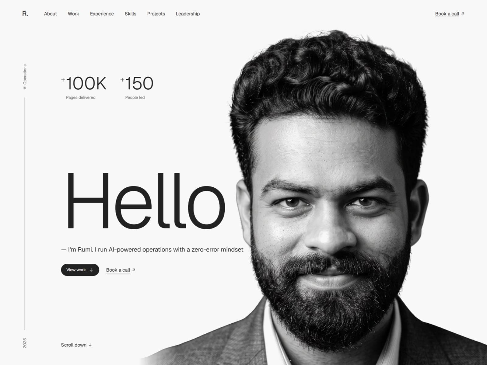 Screenshot of this portfolio's hero section